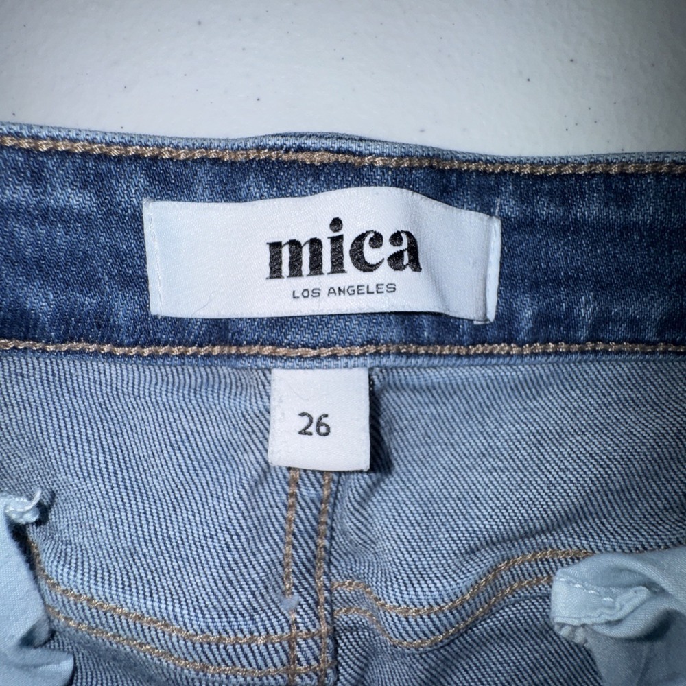 😎 Mica Los Angeles Women's Jeans Size 26 Distressed Mid Rise Crop Cute Denim - Picture 13 of 16